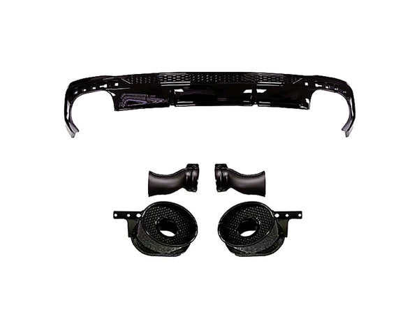 A4 - B9.5: Gloss Black RS4 Style Rear Diffuser with Exhaust Tips 19+