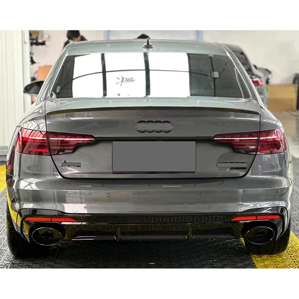 A4 - B9.5: Gloss Black RS4 Style Rear Diffuser with Exhaust Tips 19+