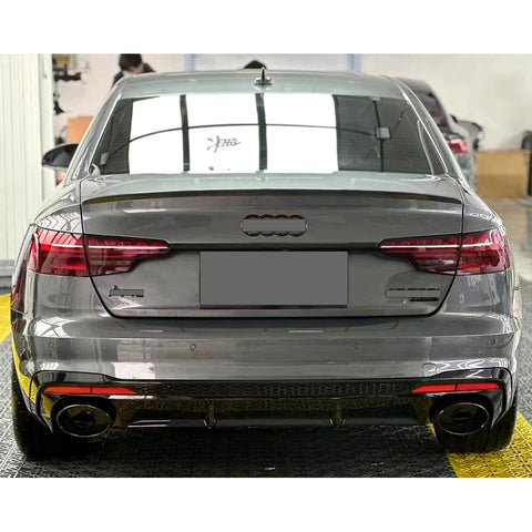 A4 - B9.5: Gloss Black RS4 Style Rear Diffuser with Exhaust Tips 19+