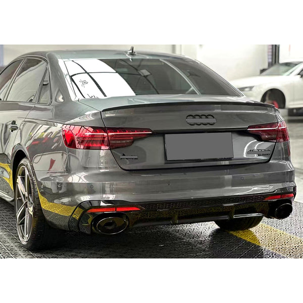 A4 - B9.5: Gloss Black RS4 Style Rear Diffuser with Exhaust Tips 19+