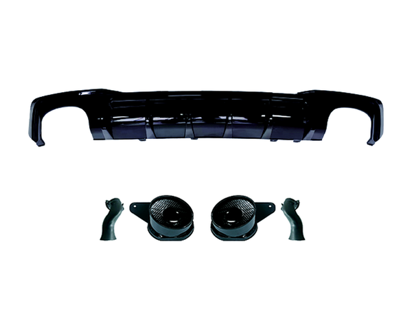 A7: C8 Gloss Black RS7 Style Rear Diffuser with Exhaust Tips 19-25