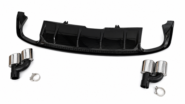 A5 - B9: Gloss Black S5 Style Rear Diffuser with Tips 16-19