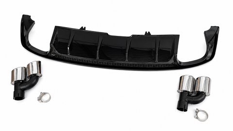 A5 - B9: Gloss Black S5 Style Rear Diffuser with Tips 16-19