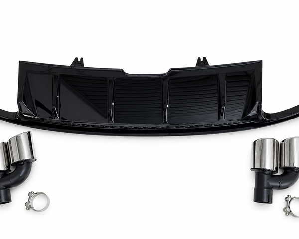 A5 - B9: Gloss Black S5 Style Rear Diffuser with Tips 16-19