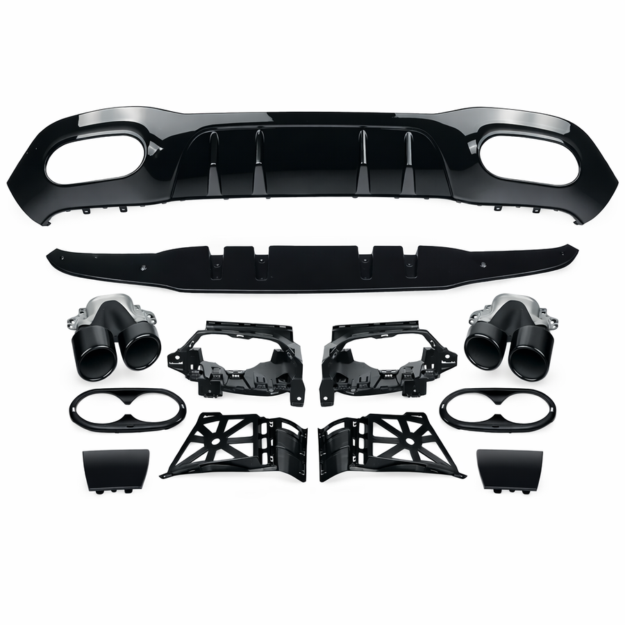 A Class - W177: A45 Style Gloss Black Diffuser & Tailpipes 18-23