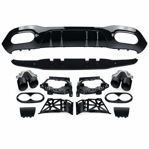 A Class - W177: A45 Style Gloss Black Diffuser & Tailpipes 18-23