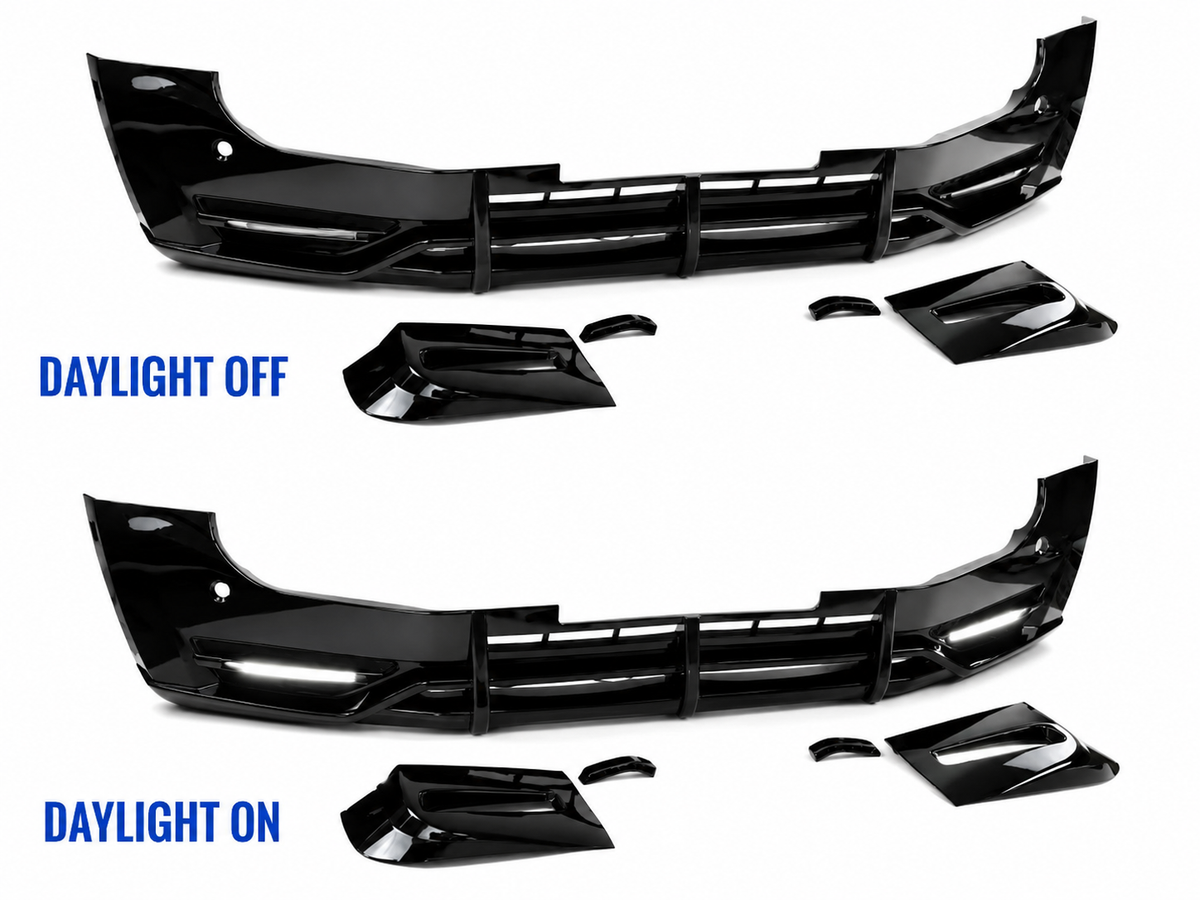 Defender 90/110 - L663: Gloss Black CZ1 Style Front Splitter with DRL 20+