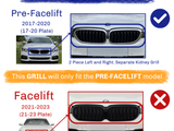 Car grille comparison image showing two BMW models. 
