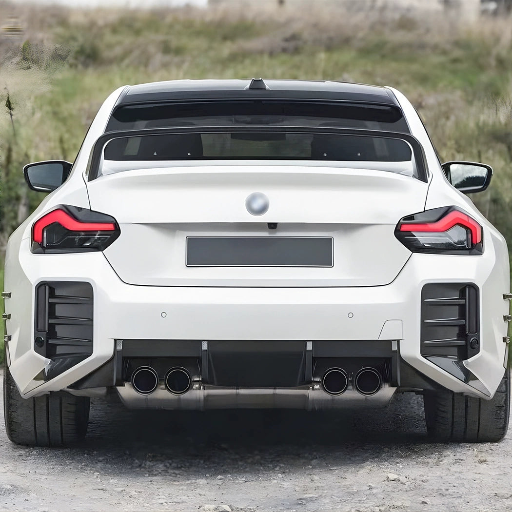 M2 - G87: Gloss Black V1 MP Rear Bumper Canards Fins 23+