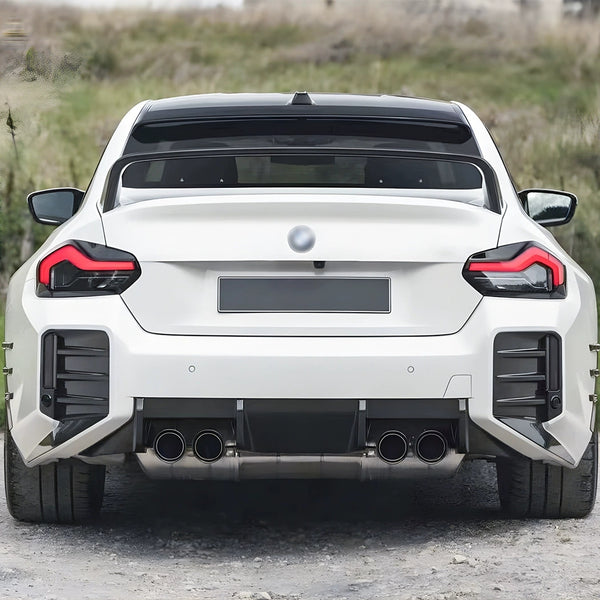 M2 - G87: Gloss Black V1 MP Rear Bumper Canards Fins 23+