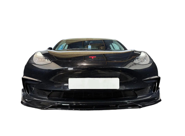 Model 3 - Pre-Facelift: Gloss Black Aero Style Front Splitter 17-23
