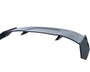 A sleek, curved car spoiler with angular edges and two side supports is displayed against a plain white background, emphasizing its aerodynamic design.