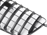 Black car grille with horizontal slats, angled diagonally, on a white background. The grille features a simple design with shiny reflective surfaces.