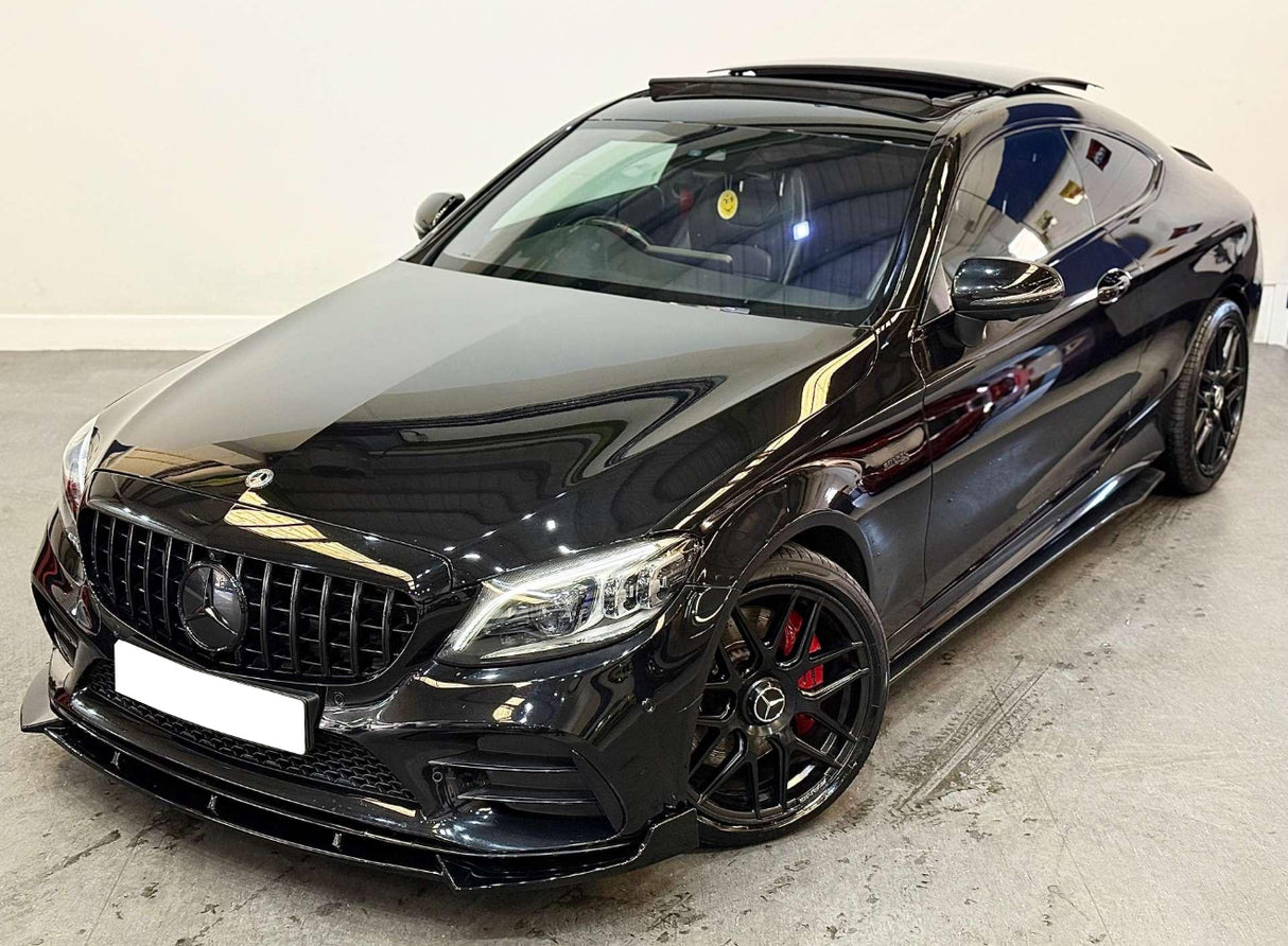 C Class - W205/C205 Facelift: Gloss Black AMG Style Front Splitter 19-21