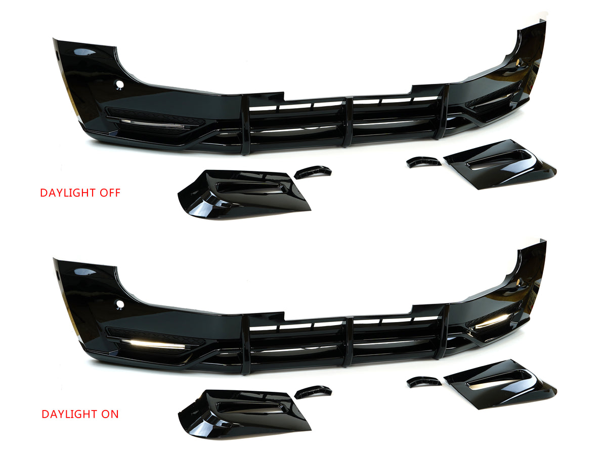 Defender 90/110 - L663: Gloss Black CZ1 Style Front Splitter with DRL 20+