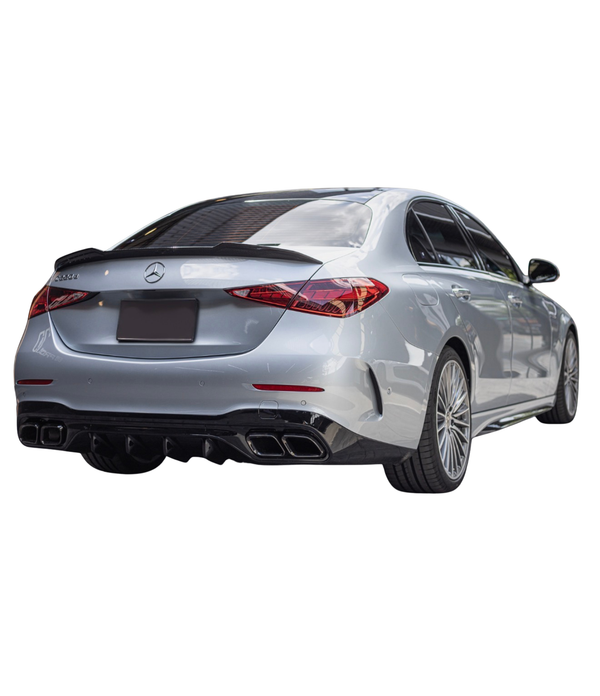 C Class - W206: C63 Style Gloss Black Rear Diffuser with Tips 24+