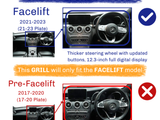 The image compares two car interiors. 