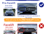 Car grille comparison shows two models: 
 
 1. Pre-Facelift (2016-2020, 16-20 Plate): Noted for its specific grille design. Text: 