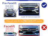 Car comparison image: shows differences between Pre-Facelift (2016-2019) with separate lower air vent and Facelift (2020-2023) with aggressive, connected lower vents. Suitable for Pre-Facelift only.