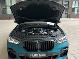 LARTE Design BMW X5 G05 pre-facelift carbon bonnet — bonnet open front view