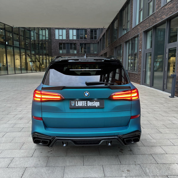 LARTE Design BMW X5 G05 pre-facelift carbon lower rear spoiler — rear view