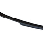 A black car spoiler, smoothly curved and streamlined, sits alone against a plain white background.