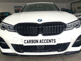 A white BMW car displays 