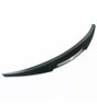 A curved black car bumper spoiler sits isolated against a plain white background, designed to enhance vehicle aerodynamics.
