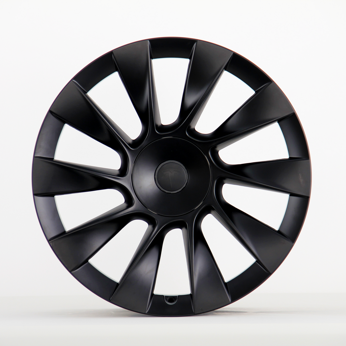 Tesla Model Y Alloy Wheels Satin Black Turbine Style Carbon Accents