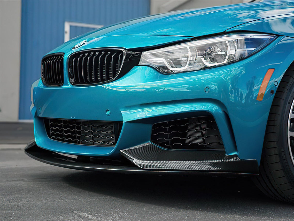 4 Series - F32 F33 F36 Real Carbon Fibre Fiber Front Splitter Lip M Performance - Carbon Accents