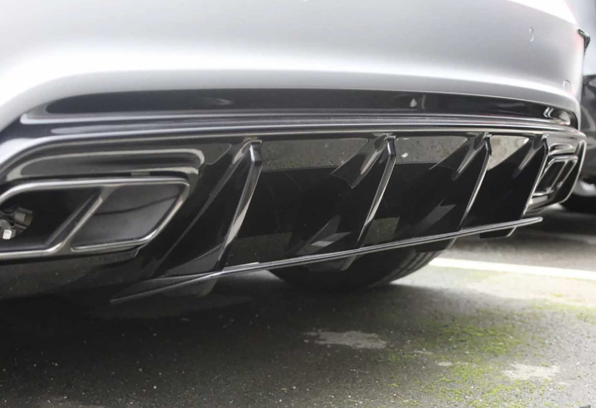 A Class - W176: Gloss Black Diffuser & Silver Exhaust Tips 13-18