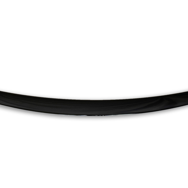 A sleek, curved black spoiler gently arcs upward, suggesting aerodynamic enhancement, set against a plain white background.
