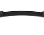 A black carbon fiber car spoiler rests horizontally against a plain white background, featuring a smooth, curved aerodynamic design.