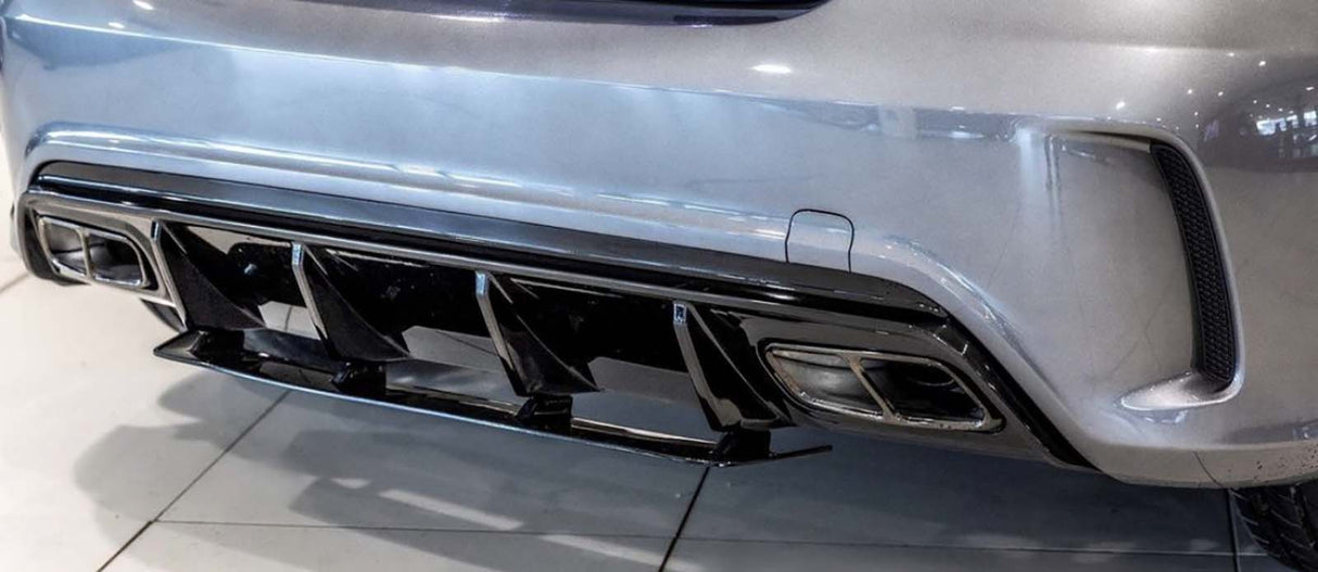 A Class - W176: Gloss Black Diffuser & Silver Exhaust Tips 13-18