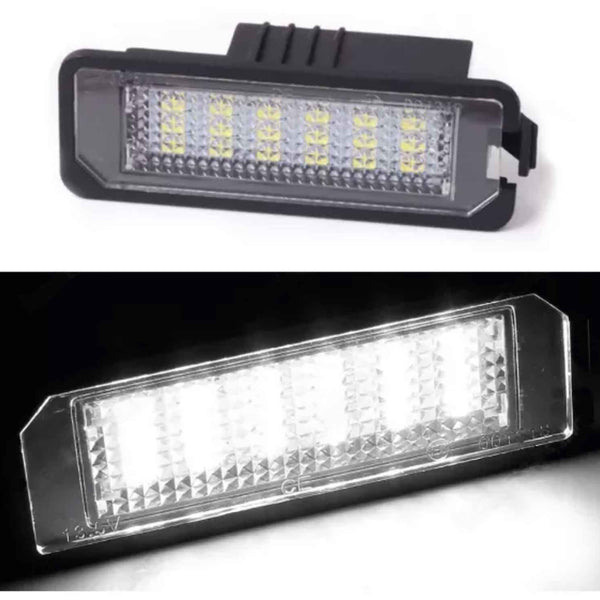 A rectangular LED car light is shown unlit on top and illuminated brightly in a dark setting below, emphasizing its brightness and design against the surrounding black background.