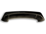 A black car spoiler sits angled against a plain white background. It features a sleek, curved design with aerodynamic edges, suggesting it's designed for a vehicle's rear.