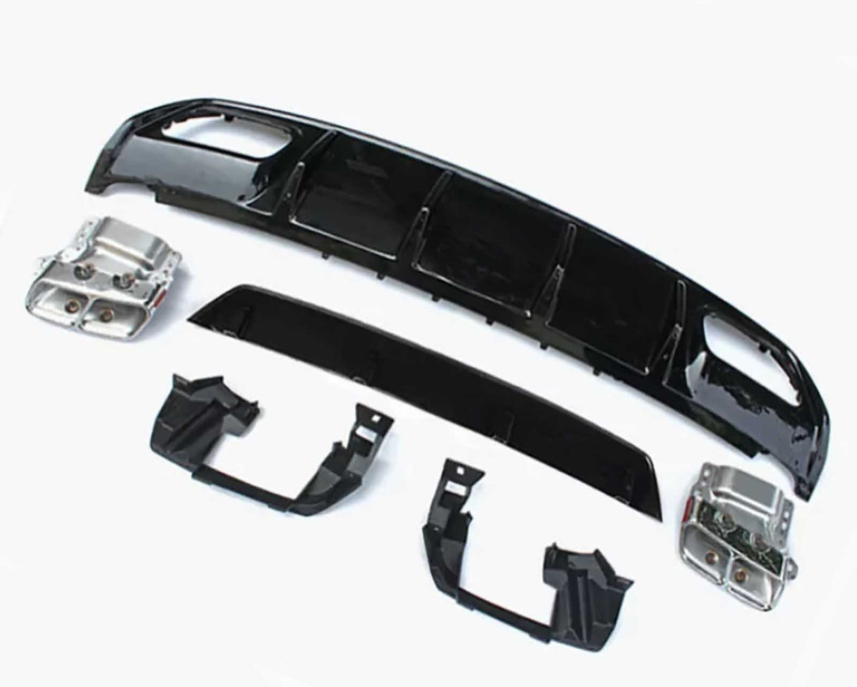 A Class - W176: Gloss Black Diffuser & Silver Exhaust Tips 13-18