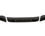 Three black car bumper parts, including a central spoiler and two end pieces, are aligned horizontally on a white background, suggesting an automotive component layout.