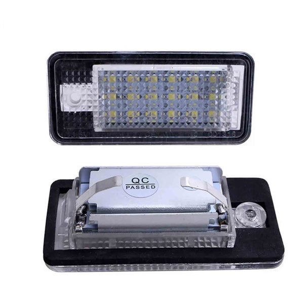 Rectangular LED car light module displayed in two sections; one showing LEDs, the other electronic components with a "QC PASSED" label. Positioned against a plain white background.