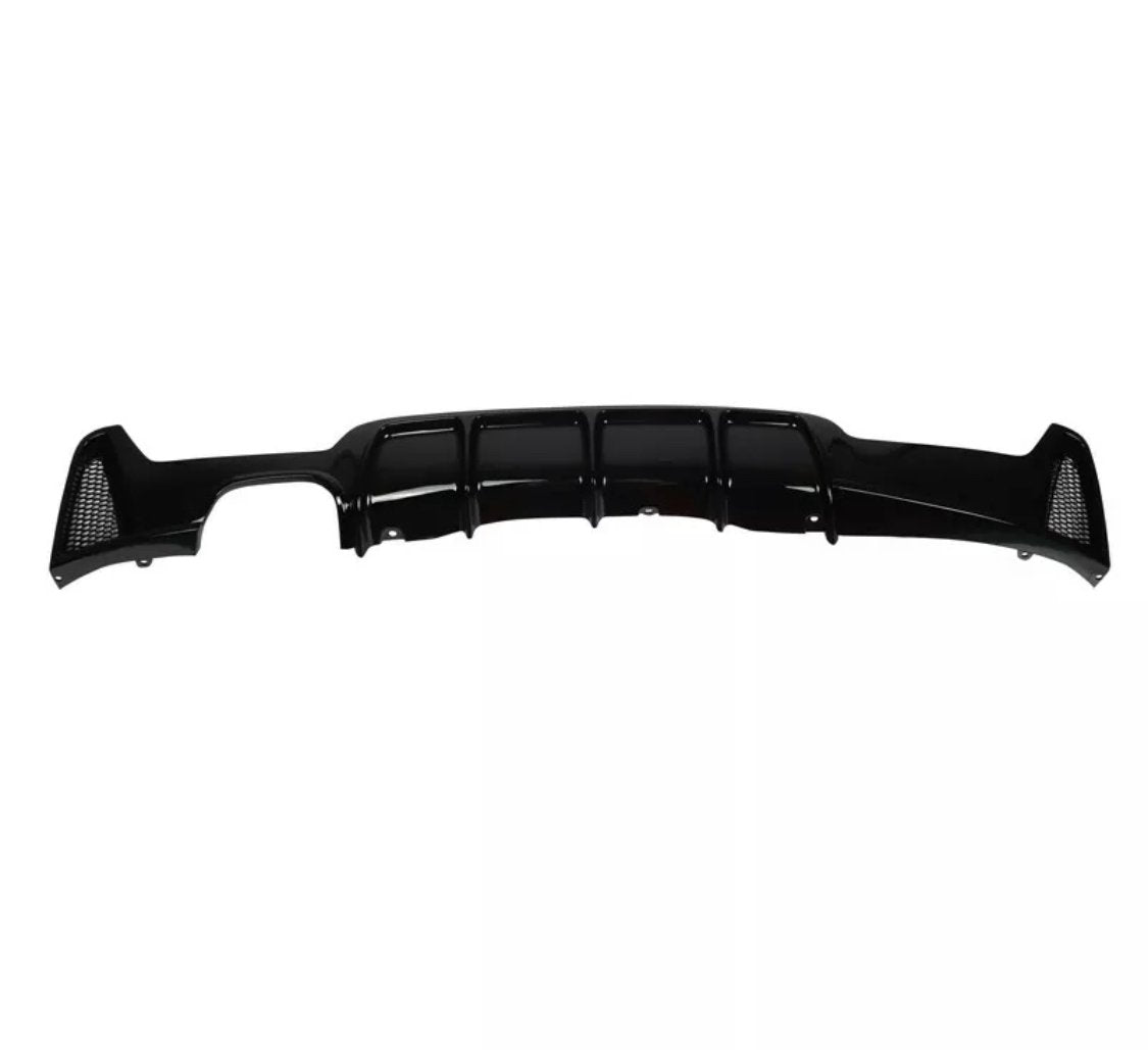 A glossy black car diffuser with a segmented design and mesh vents on either end, shown on a plain white background.