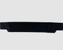 A sleek, black, elongated object lies horizontally, possibly an automotive spoiler or similar accessory, set against a plain light gray background.