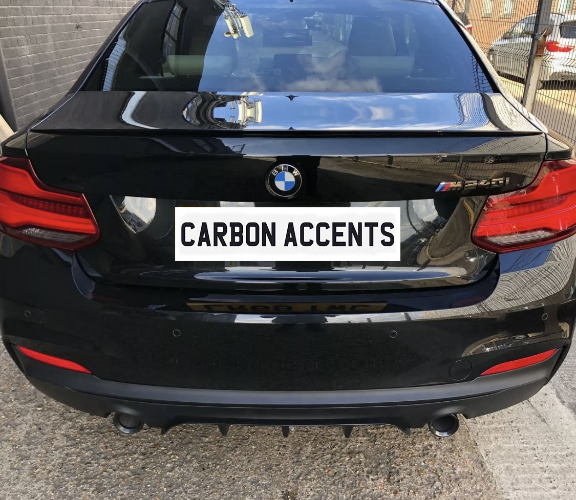 2 Series - F22/F23: Matt Black Dual Exhaust Diffuser - Carbon Accents