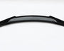 Curved black car spoiler rests horizontally on a plain white background, featuring a sleek, aerodynamic design with a central textured section, suggesting structural reinforcement or aesthetic detail.