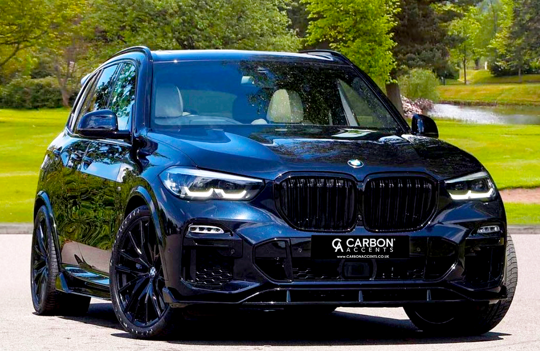BMW X5 G05 Pre-Facelift Front Splitter Gloss Black – Carbon Accents