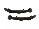 Two curved, black automotive LED turn signal lights are shown against a plain white background. They are designed for vehicle side mirrors and lack any visible text.