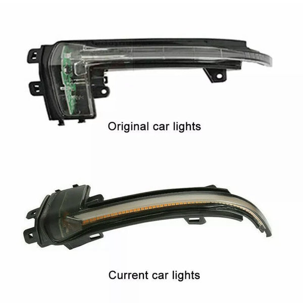 Two car light components are shown. The top is labeled "Original car lights" and the bottom "Current car lights." They differ in design and structure.