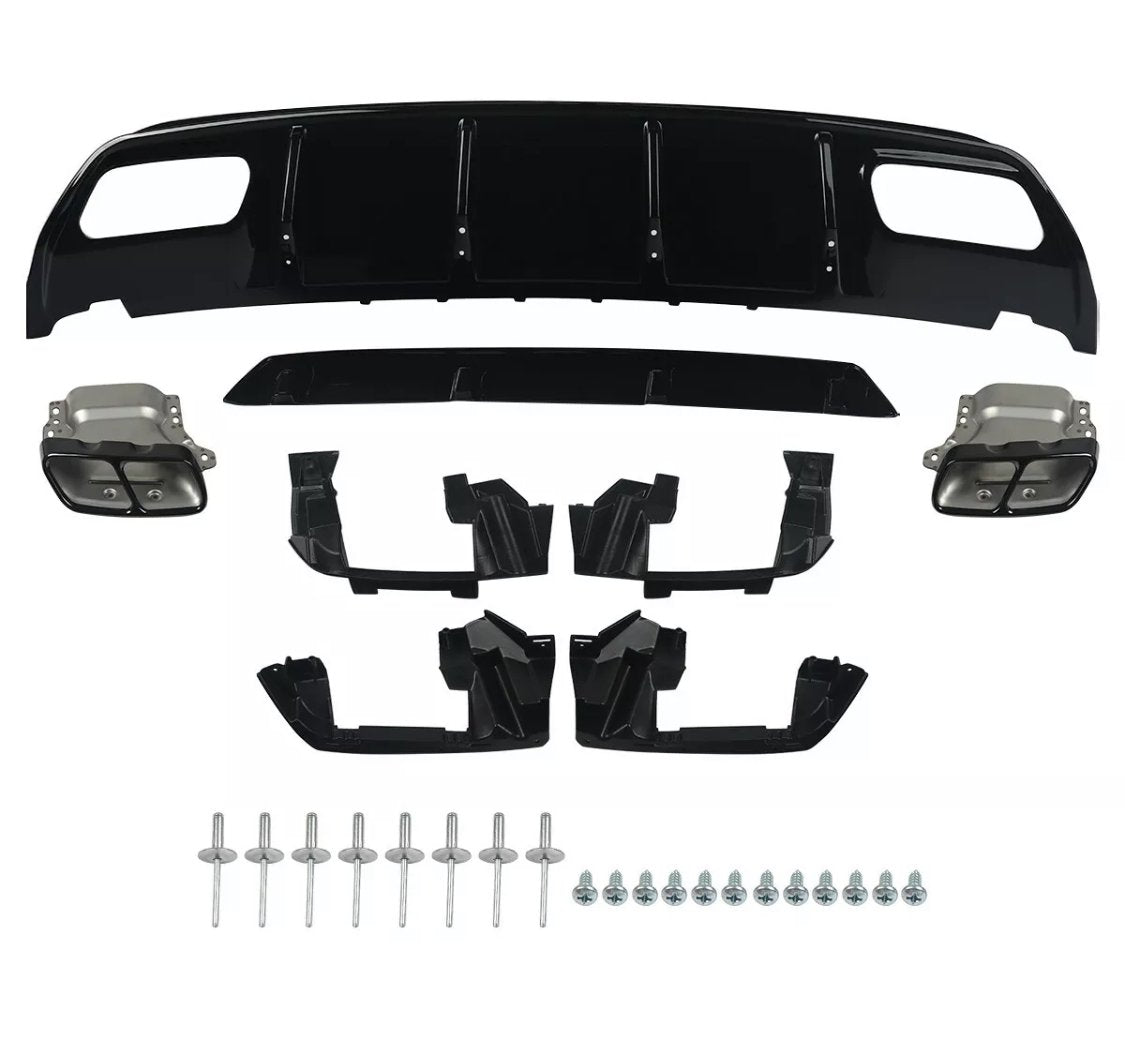 A Class - W176: Gloss Black Diffuser & Black Exhaust Tips 13-18
