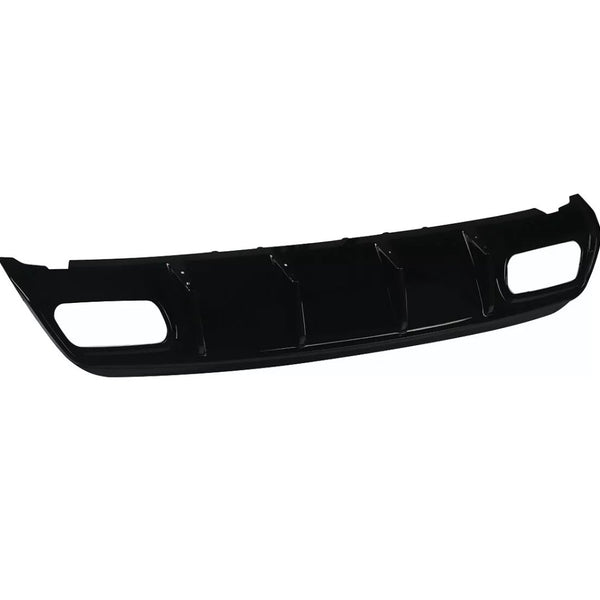 A black car bumper with vent-like openings is displayed against a plain white background. It features a smooth, curved design with two rectangular sections on either side.