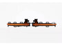 Two orange and black car light strips are positioned with a connecting joint between them. They are set against a plain white background, emphasizing their symmetrical design.