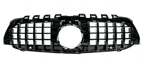 A black car grille with a grid pattern and a central circular opening, shown against a plain white background.